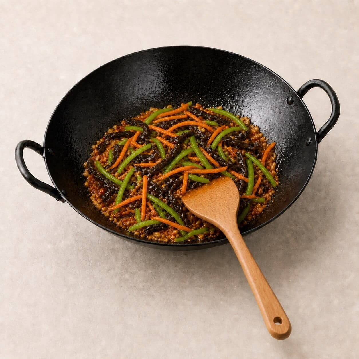 Stir-fry the vegetables