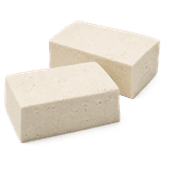 Two intact blocks of uncooked firm tofu