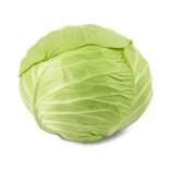 One fresh whole pale-green cabbage on a pure white background.