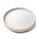 Fine matte-white cooking salt in a low warm off-white ceramic condiment dish on a pure white background.