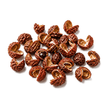 A small loose cluster of reddish-brown dried Sichuan pepper husks on a pure white background.