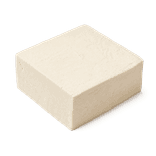 One whole uncooked block of soft tofu on a pure white background.