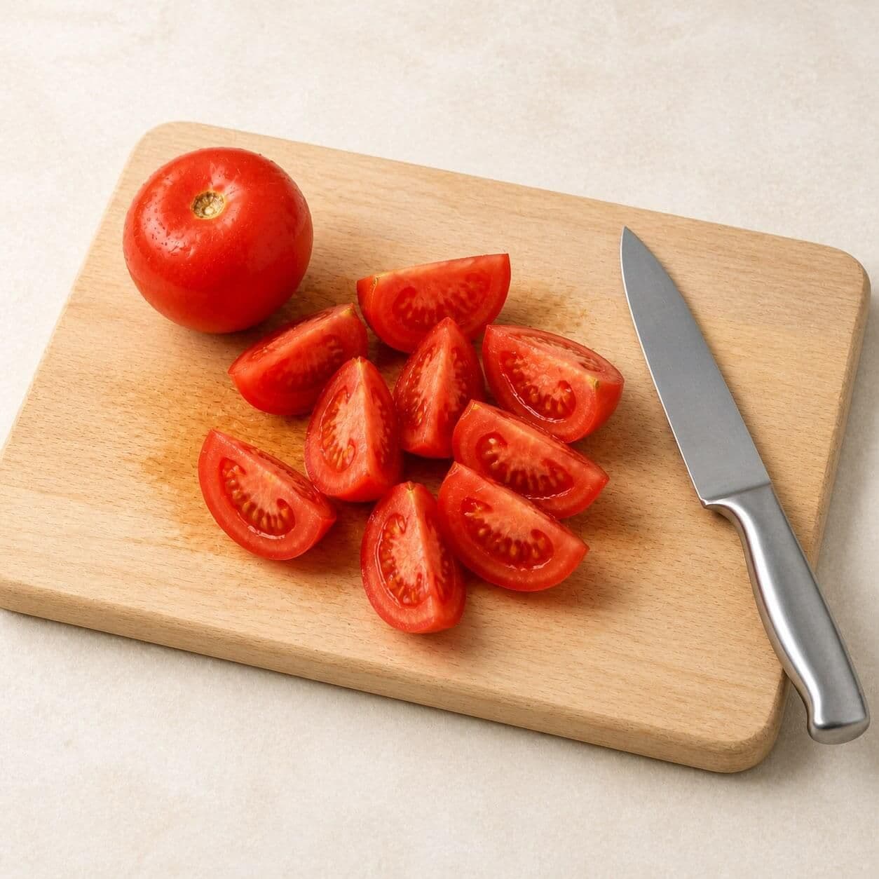 Cut the tomatoes and scallion