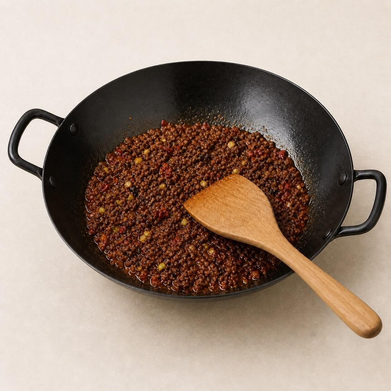Fry the aromatics and fermented pastes